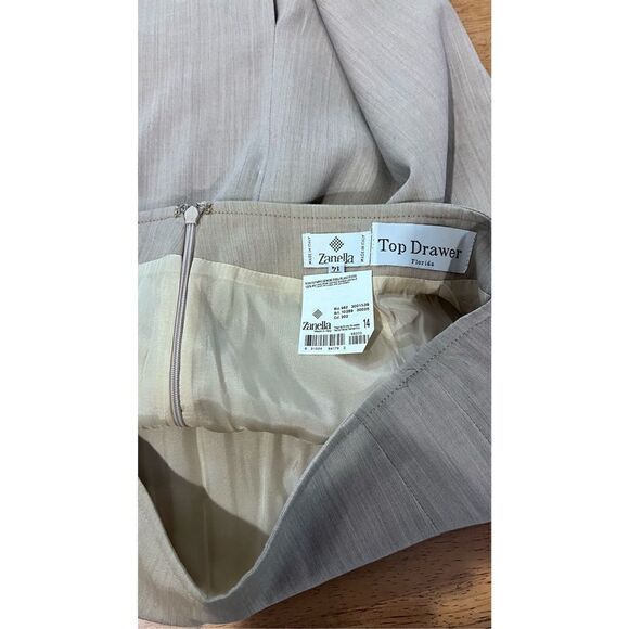 Zanella Women's Virgin Wool Fully Lined Midi Straight Pencil Skirt Gray Size 14 - Picture 11 of 11